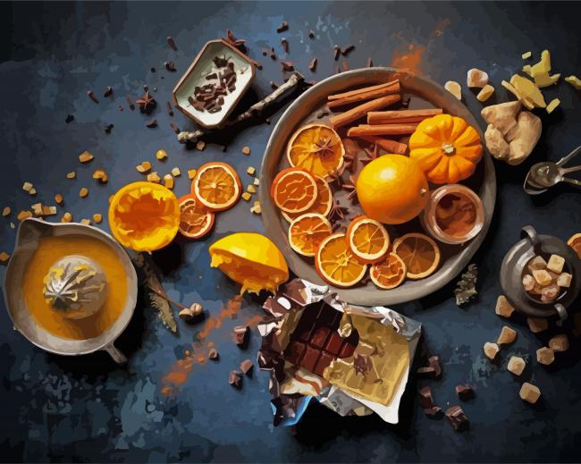 Autumn Orange And Chocolate paint by numbers