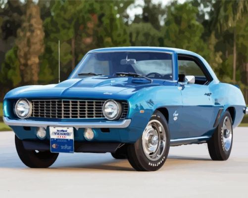 Aesthetic Blue Camaro Car paint by numbers
