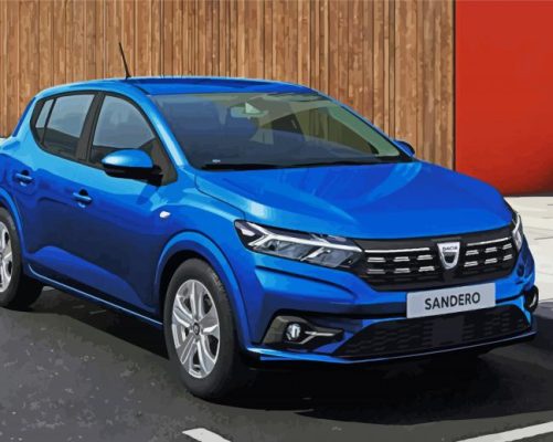 Blue Dacia Sandero paint by numbers
