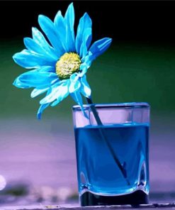 Blue Flowers In A Glass Cup paint by numbers