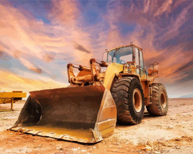 Bulldozer At Sunset paint by numbers