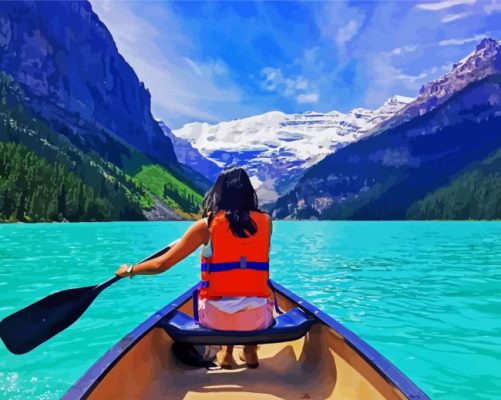 Girl Canoeing Alone paint by numbers