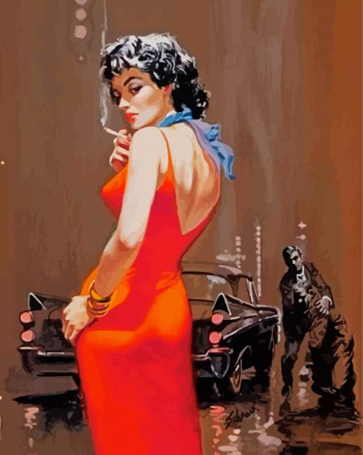 Classy Lady Smoking paint by numbers