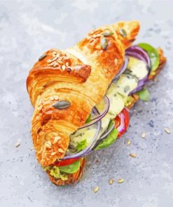 Croissant Sandwich paint by numbers