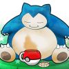 Cute Snorlax And Pokemon Cup paint by numbers