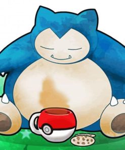 Cute Snorlax And Pokemon Cup paint by numbers