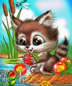 Cute Raccoon Cartoon paint by numbers