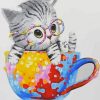 Cat With Glasses In A Teacup paint by numbers