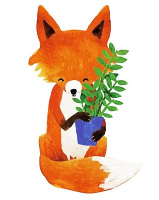 Cute Fox And Zamioculcas paint by numbers