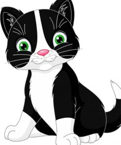 Black And White Cute Kity paint by numbers