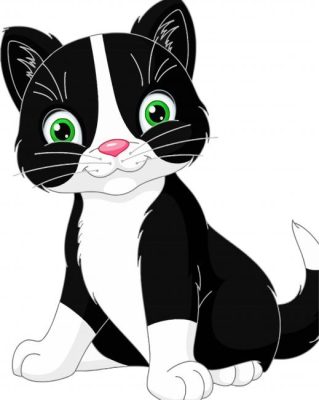 Black And White Cute Kity paint by numbers