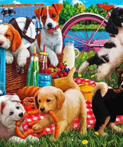 Dogs Animals Picnic paint by numbers