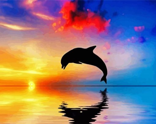 Dolphin Silhouette paint by numbers