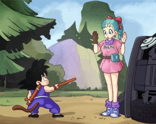 Goku And Bulma paint by numbers