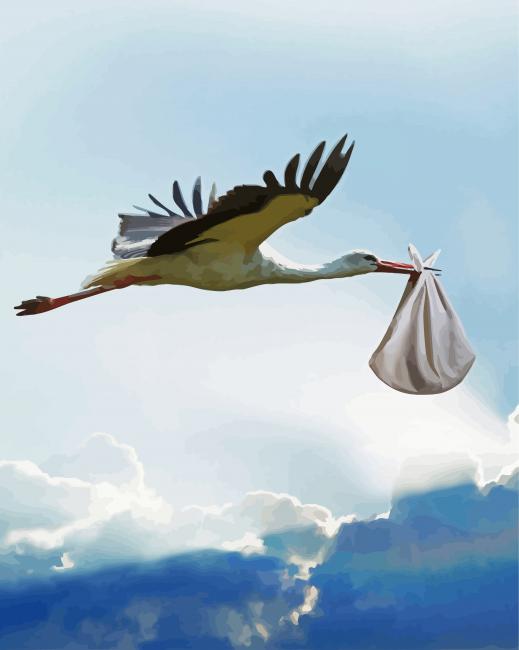 Flying Stork Bird paint by numbers