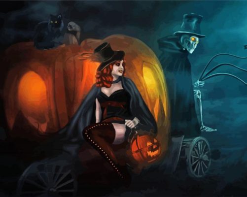 Gothic Halloween Witch paint by numbers