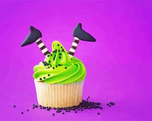 Aesthetic Green Cupcake paint by numbers
