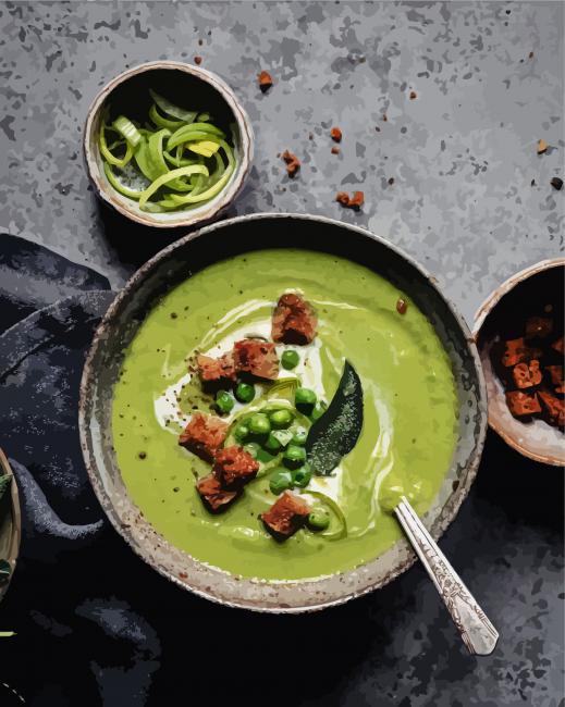 Green Soup With Peas paint by numbers