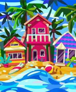 Colorful Hawaiian Houses paint by numbers