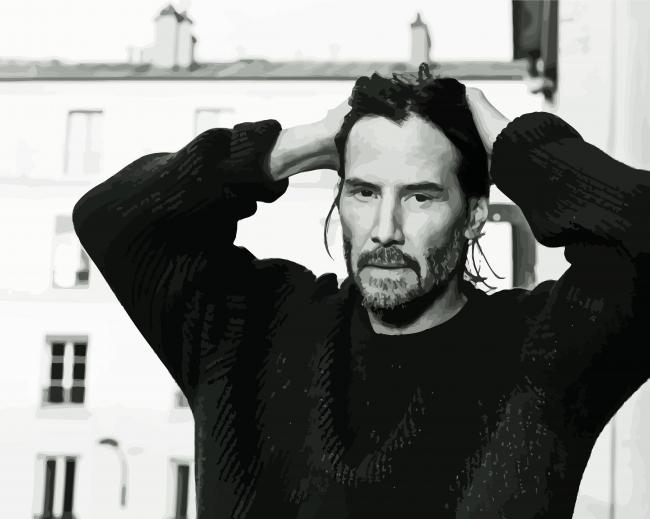 Black And White Keanu Reeves paint by numbers