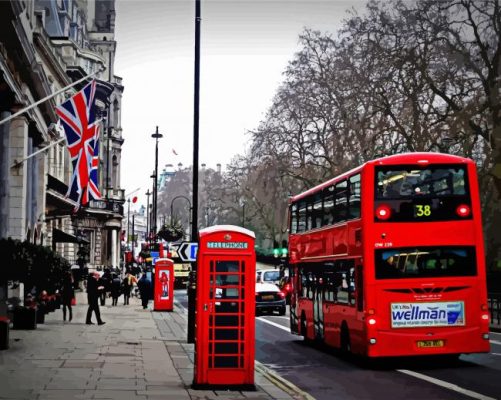 Red Routemaster paint by numbers