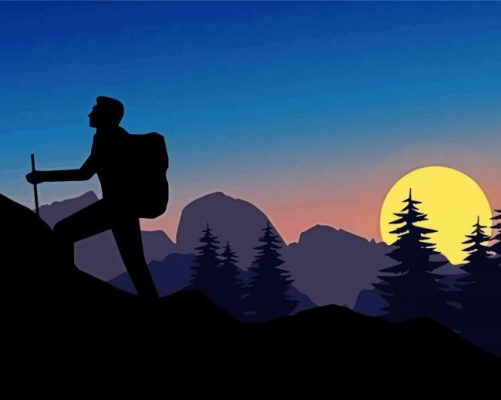 Man Climbing Mountain paint by numbers