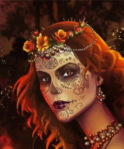 Mexican Sugar Skull Lady paint by numbers