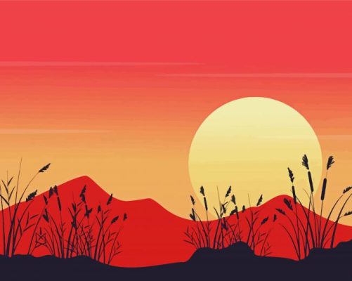 Mountain Landscape Silhouette paint by numbers