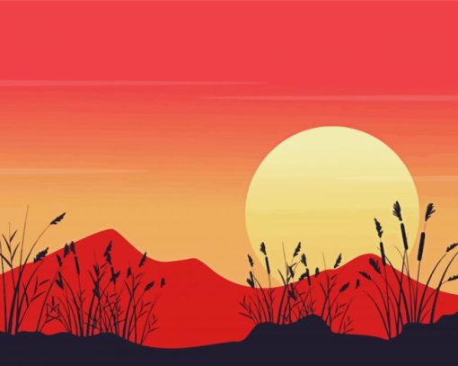 Mountain Landscape Silhouette paint by numbers