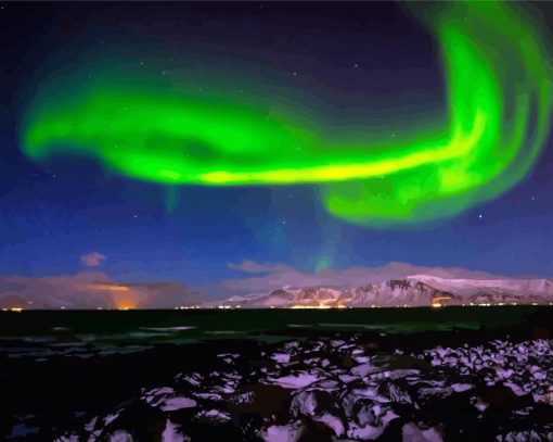 Northern Lights In Reykjavik paint by numbers