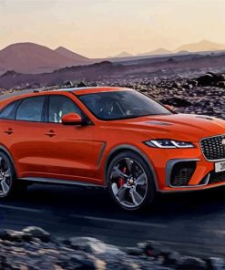 Luxury Orange Jaguar Car paint by numbers