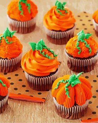 Orange Cupcakes paint by numbers
