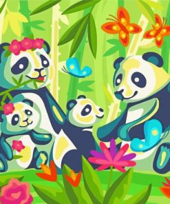 Happy Panda Family paint by numbers