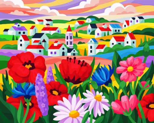 Peaceful Town paint by numbers