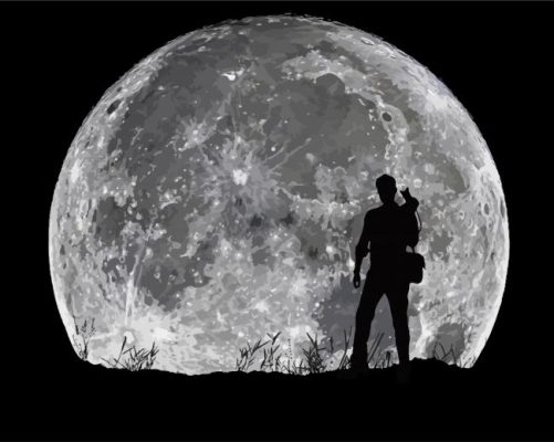 Photographer Full Moon Silhouette paint by numbers