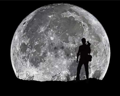 Photographer Full Moon Silhouette paint by numbers
