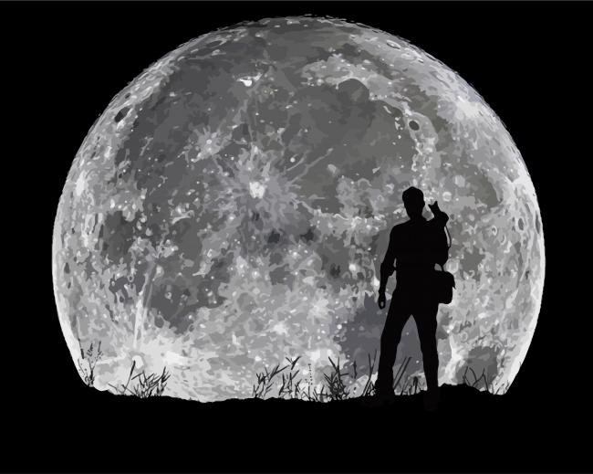 Photographer Full Moon Silhouette paint by numbers