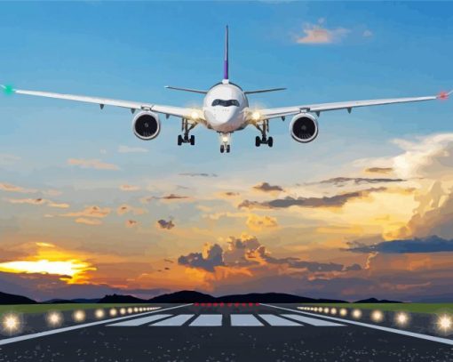 Plane Landing In The Airport paint byb numbers