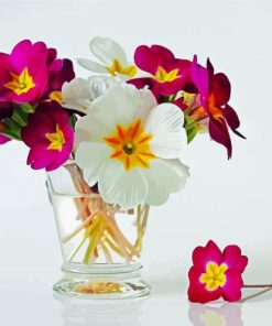 Primrose Flowers In Glass paint by numbers