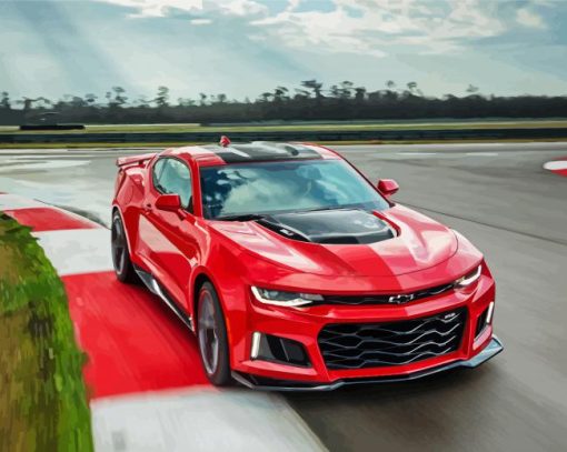 Luxury Red Chevrolet Camaro paint by numbers