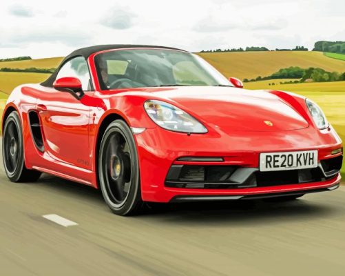 Red Porsche 718 Boxster paint by numbers