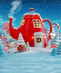 Christmas Kettle House paint by numbers