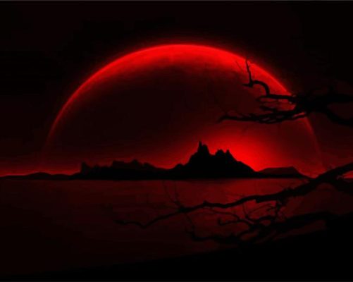 Red Moon Nightscape paint by numbers