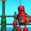 Aesthetic Red Robot paint by numbers