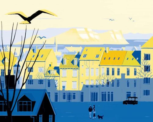 Reykjavik Buildings Illustration paint by numbers