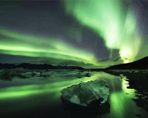 Northern Lights Reykjavik paint by numbers