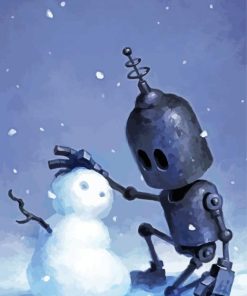 Robot And Snow Man paint by numbers