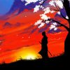 Samurai Silhouette At Sunset paint by numbers