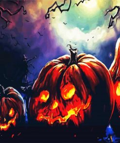 Scary Pumpkins At Night paint by numbers