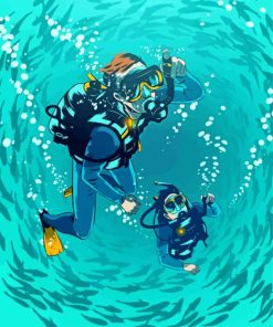 Scuba Diver Underwater paint by numbers